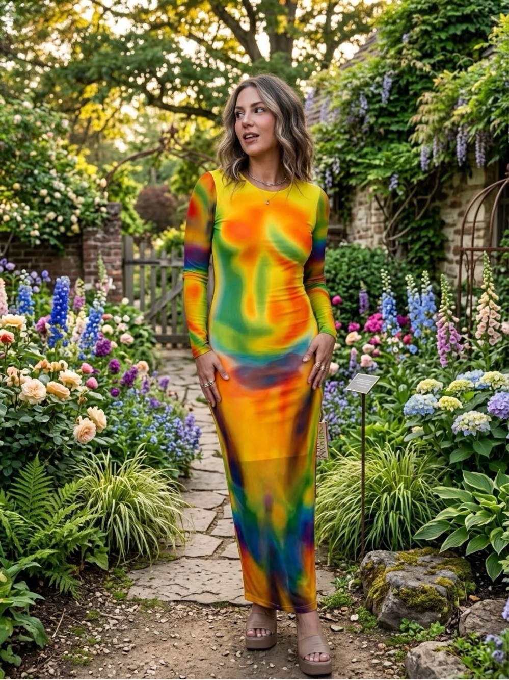 Almost Famous Rainbow Dress size Medium NWT